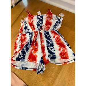 Jolie & Joy Red White Blue Romper Jumpsuit Shorts SZ 3X NEW